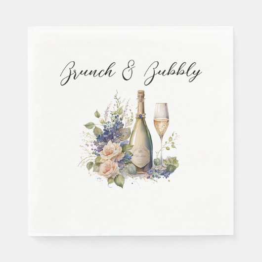 Champagne Floral Brautparty Paper Serviette (Vorderseite)