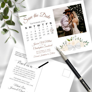 Champagne Floral Foto & Kalender Save the Date Ankündigungspostkarte