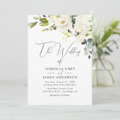 Champagne Floral Wedding Einladung (Stehend Vorderseite)