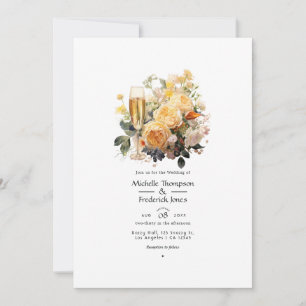 Champagne Floral Wedding Einladung