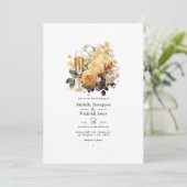 Champagne Floral Wedding Einladung (Stehend Vorderseite)