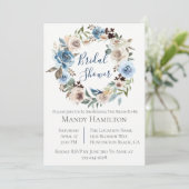 Champagne Floral Wreath Bridal Dusche Einladung (Stehend Vorderseite)