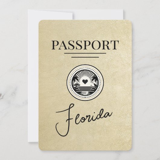Champagne Florida Passport Save the Date (Vorderseite)