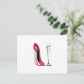 Champagne Flute Glass und Corkschraube Stiletto Sh Postkarte (Stehend Vorderseite)