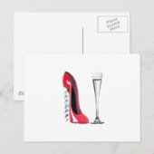 Champagne Flute Glass und Corkschraube Stiletto Sh Postkarte (Vorne/Hinten)