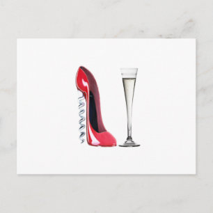 Champagne Flute Glass und Corkschraube Stiletto Sh Postkarte
