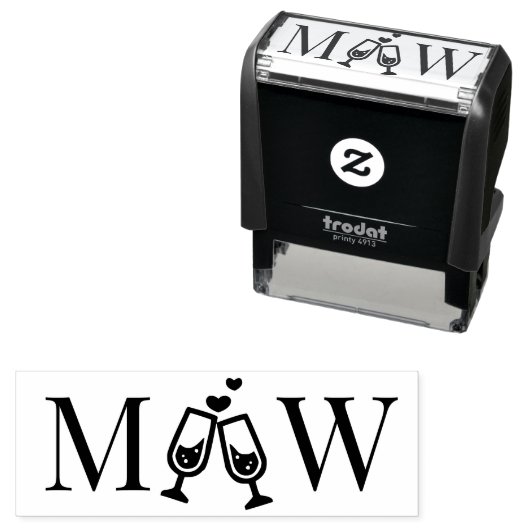 Champagne Flutes Couple Wedding 2 Initial Monogram Permastempel (Beispiel)