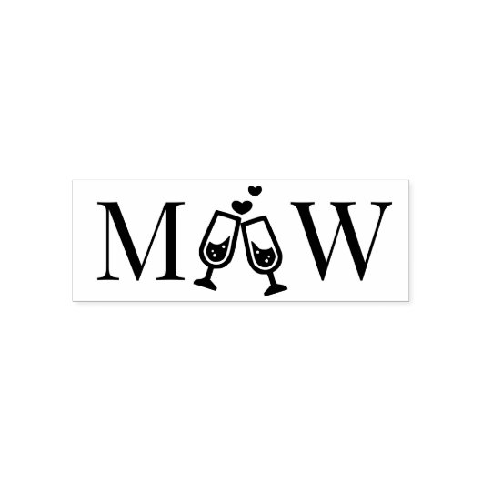 Champagne Flutes Couple Wedding 2 Initial Monogram Permastempel (Design)