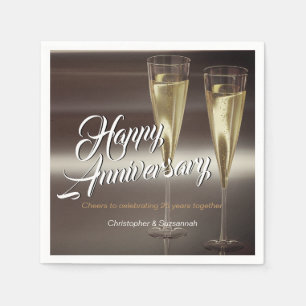 Champagne Flutes Custom Happy Jubiläum Napkins Serviette