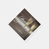 Champagne Flutes Custom Happy Jubiläum Napkins Serviette (Ecke)