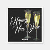 Champagne Flutes Custom Happy New Year Serviette (Vorderseite)