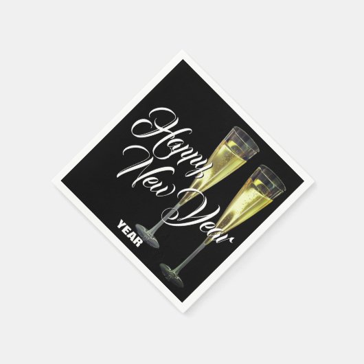 Champagne Flutes Custom Happy New Year Serviette (Ecke)