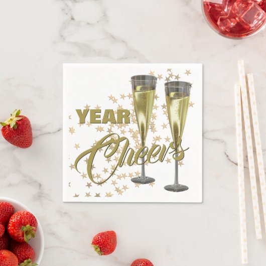 Champagne Flutes Custom Happy New Year Serviette (Beispiel)
