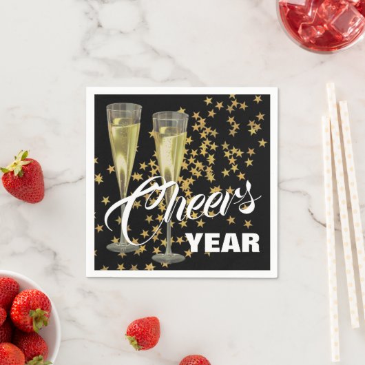 Champagne Flutes Custom Happy New Year Serviette (Beispiel)