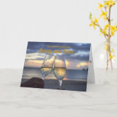 CHAMPAGNE FLUTES CUSTOM WEDING GRATULALALATIONS KARTE (Gelbe Blume)