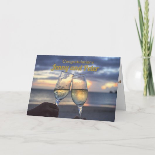 CHAMPAGNE FLUTES CUSTOM WEDING GRATULALALATIONS KARTE (Vorderseite)