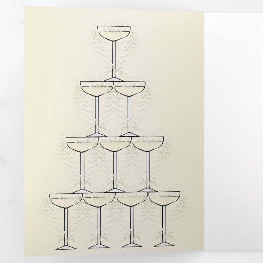 Champagne Flutes Design Champagner farbenfrohe Hoc Dreifach-gefaltete Programmkarte (Innen Erste Seite)