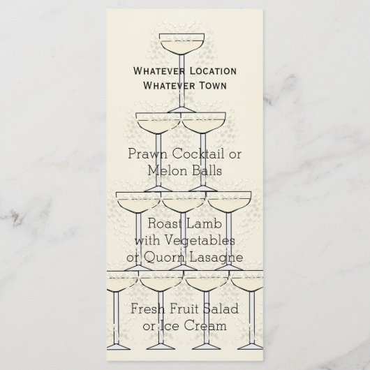 Champagne Flutes Design Champagner farbenfrohe Hoc Menükarte (Rückseite)