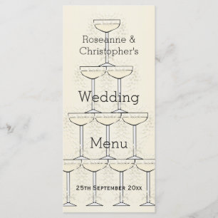 Champagne Flutes Design Champagner farbenfrohe Hoc Menükarte