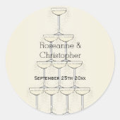 Champagne Flutes Design Champagner farbenfrohe Hoc Runder Aufkleber (Vorderseite)