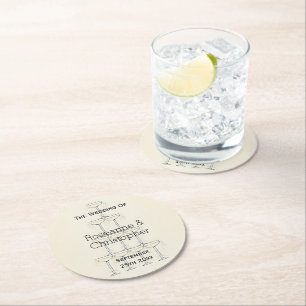 Champagne Flutes Design Champagner farbenfrohe Hoc Runder Pappuntersetzer