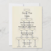 Champagne Flutes Design Champagner farbenfrohe Hoc Save The Date (Vorderseite)