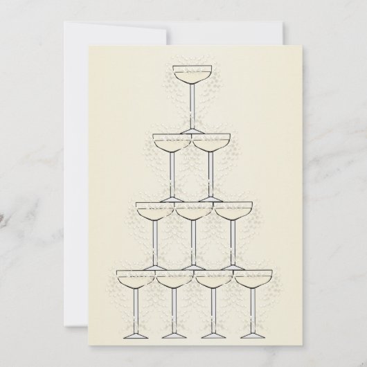 Champagne Flutes Design Champagner farbenfrohe Hoc Save The Date (Rückseite)