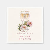 Champagne Flutes & Pearls Brautparty Serviette (Vorderseite)