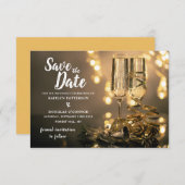 Champagne Flutes, Save the Date Begleitkarte (Vorne/Hinten)