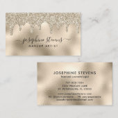 Champagne Foil Glitzer Tropfen Script Typografy Visitenkarte (Vorne/Hinten)