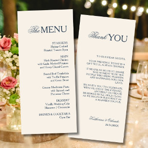 Champagne Formal Old Money Hochzeitsmenü Danke Programm
