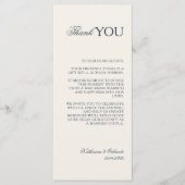 Champagne Formal Old Money Hochzeitsmenü Danke Programm (Vorderseite)