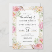 Champagne FOTO Floral Wedding Style Einladung (Rückseite)