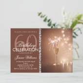 Champagne & Funken Geburtstag Einladung (Stehend Vorderseite)