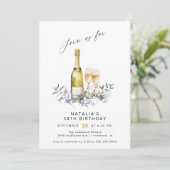 Champagne Garden | Cute Any Age Women's Birthday Einladung (Stehend Vorderseite)