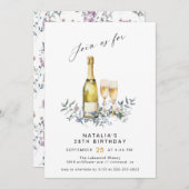 Champagne Garden | Cute Any Age Women's Birthday Einladung (Vorne/Hinten)