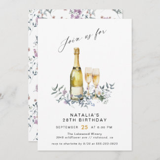 Champagne Garden | Cute Any Age Women's Birthday Einladung