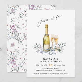 Champagne Garden | Niedlicher Geburtstag von Fraue Einladung