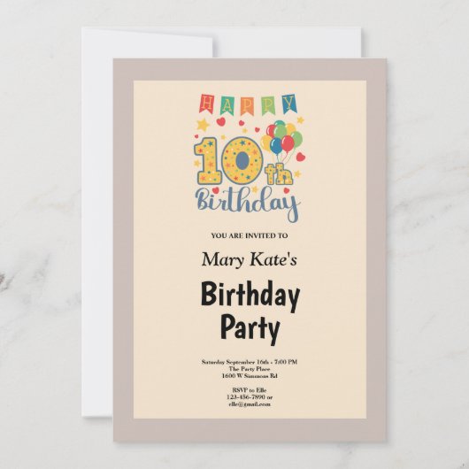 Champagne Gerahmt 10. Geburtstagsparty Einladung (Vorderseite)