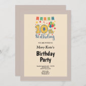 Champagne Gerahmt 10. Geburtstagsparty Einladung (Vorne/Hinten)