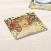 Champagne Girl Alphonse Mucha Untersetzer (angewinkelt)