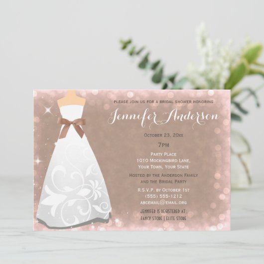 Champagne Glamour Hollywood Theme Brautparty Einladung (Stehend Vorderseite)