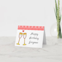 Champagne-Glas-alles- Gute zum Geburtstagkarte