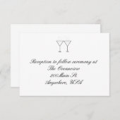 "Champagne-Glas-" Empfangs-Karten Begleitkarte (Vorne/Hinten)