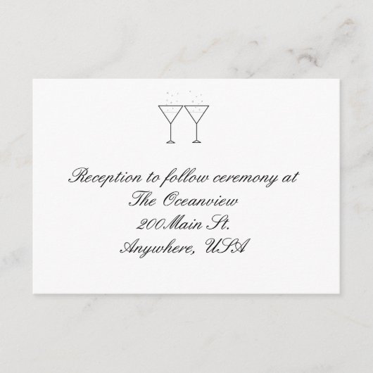 "Champagne-Glas-" Empfangs-Karten Begleitkarte (Vorderseite)