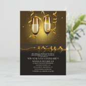 Champagne-Glas-Silvesterabend-Einladung Einladung (Stehend Vorderseite)