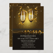 Champagne-Glas-Silvesterabend-Einladung Einladung (Vorne/Hinten)