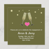 Champagne-Glas-Verlobungseinladung Einladung (Vorne/Hinten)