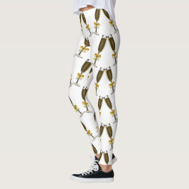 Champagne-Gläser mit goldenen Bögen Leggings