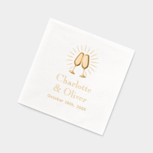 Champagne Gläses Wedding Couple Names Datum Servietten Mit Folie